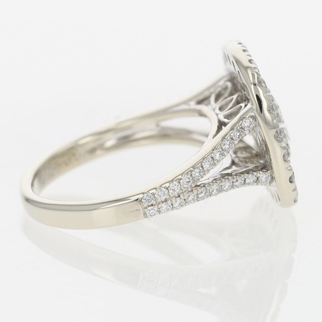 1.01ct Cushion Diamond Halo Engagement Ring — GIA Certified, 14k White Gold