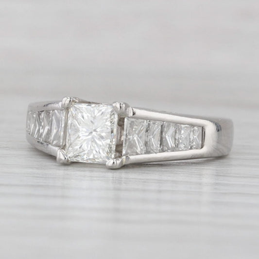 1.00ct Rectangular Modified Brilliant Diamond Cathedral Ring — GIA Certified, Platinum