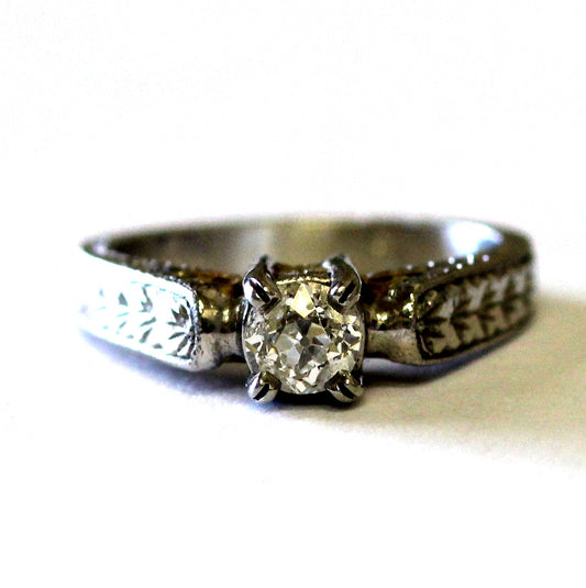 0.54ct Old European Brilliant Diamond Engagement Ring — GIA Certified, 18k Yellow Gold & Platinum