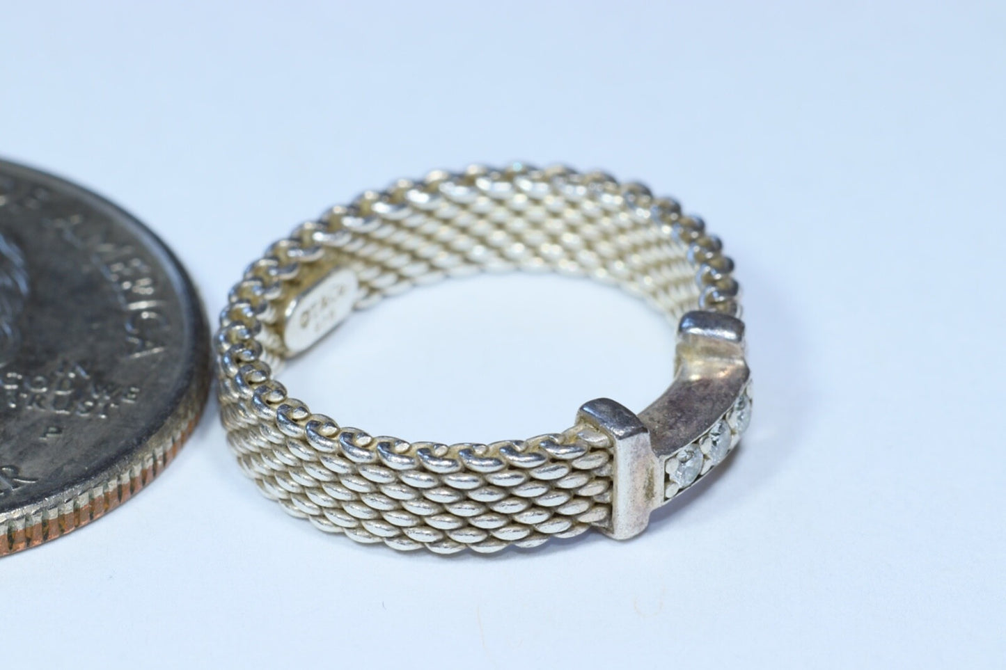 Tiffany & Co. Woven Diamond Ring — Silver — Authentic Pre-Owned