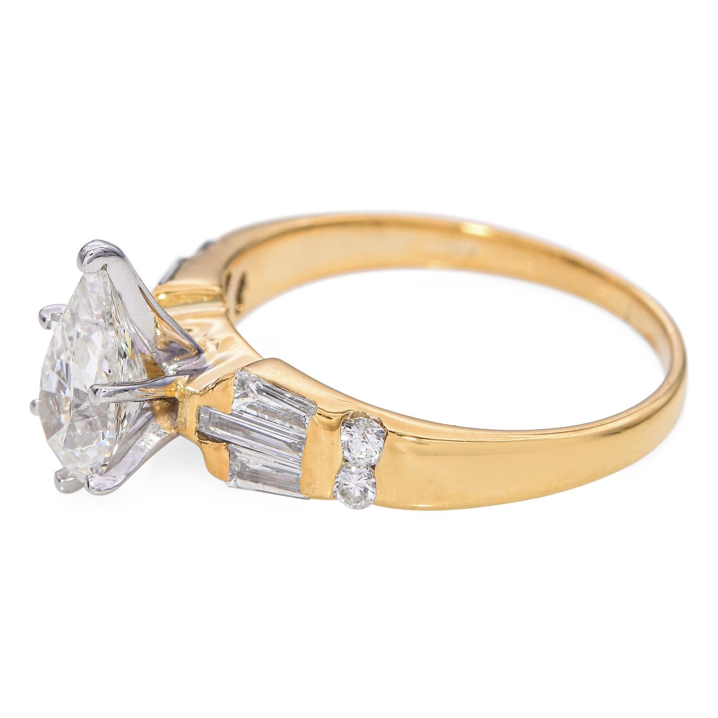 1.26ct Pear Brilliant Diamond Vintage Ring — GIA Certified, 14k Yellow Gold