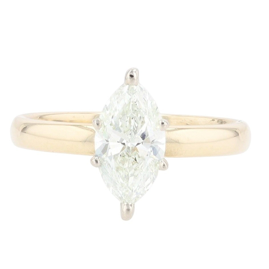0.90ct Marquise Brilliant Diamond Solitaire Ring — GIA Certified, 14k Yellow Gold