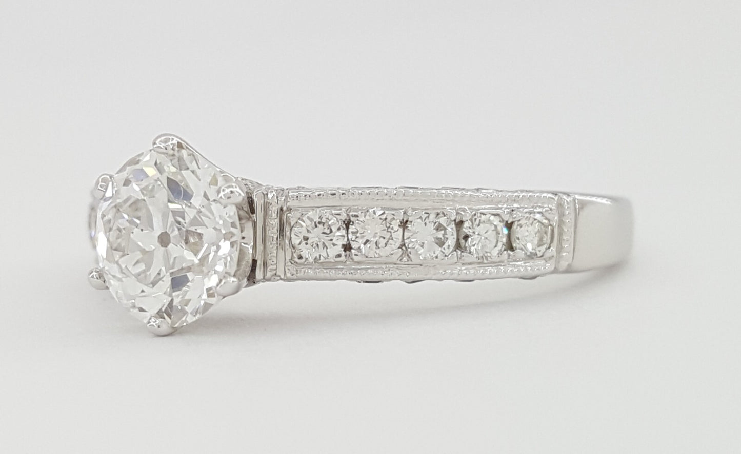 0.91ct Old European Brilliant Diamond Solitaire Ring — GIA Certified, 14k White Gold