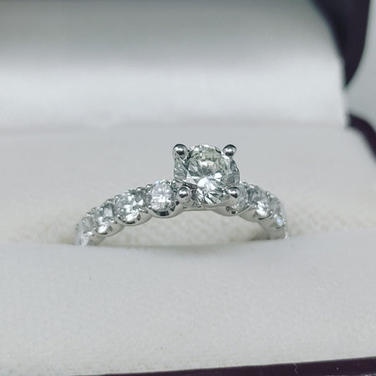 0.80ct Round Brilliant Diamond Engagement Ring — GIA Certified, 14k White Gold