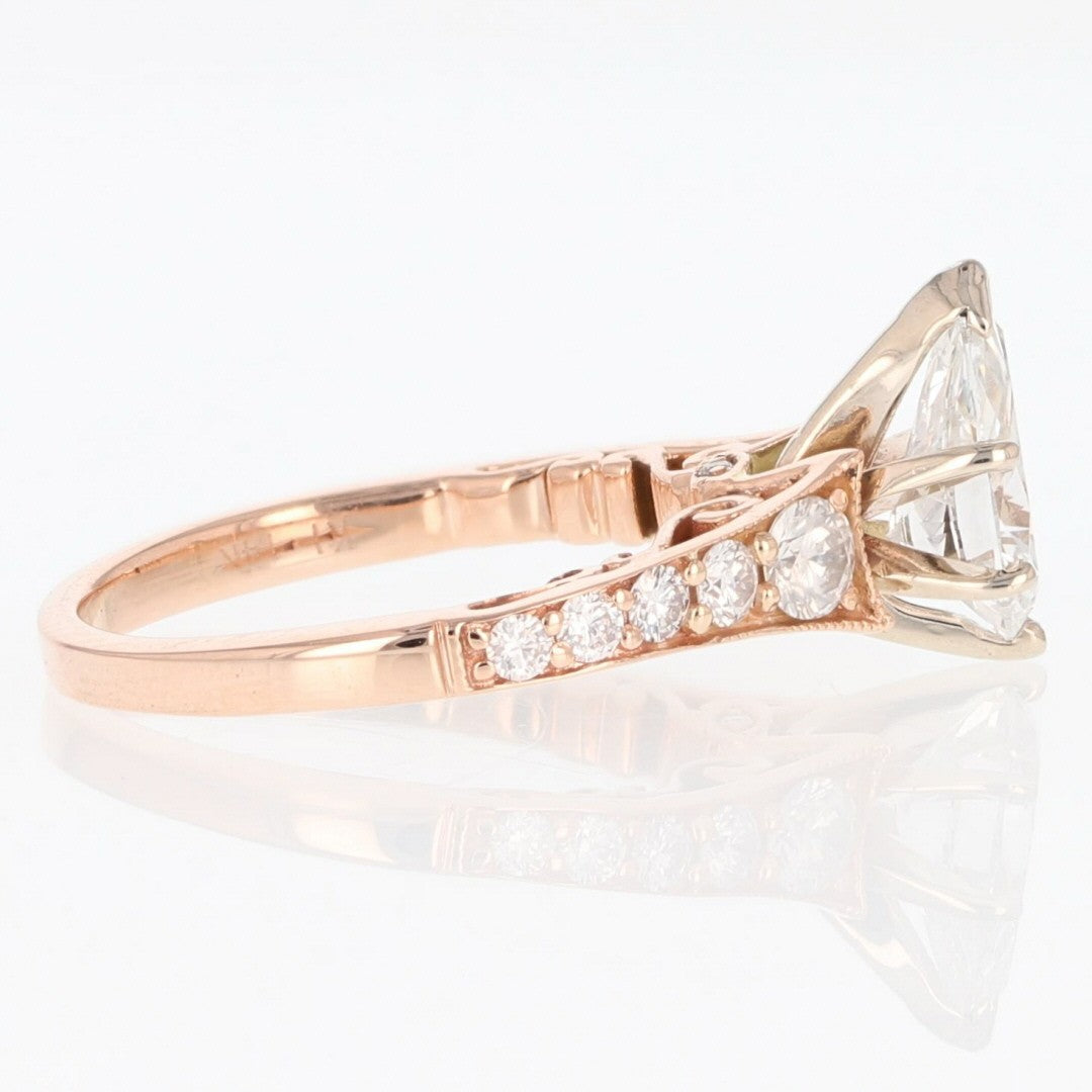 1.24ct Pear Brilliant Diamond Solitaire with Accents Ring — GIA Certified, 14k Rose Gold