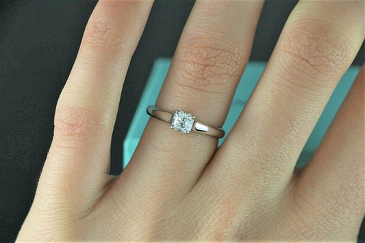 0.49ct Cut-Cornered Square Diamond Lucida Ring — GIA Certified, Platinum