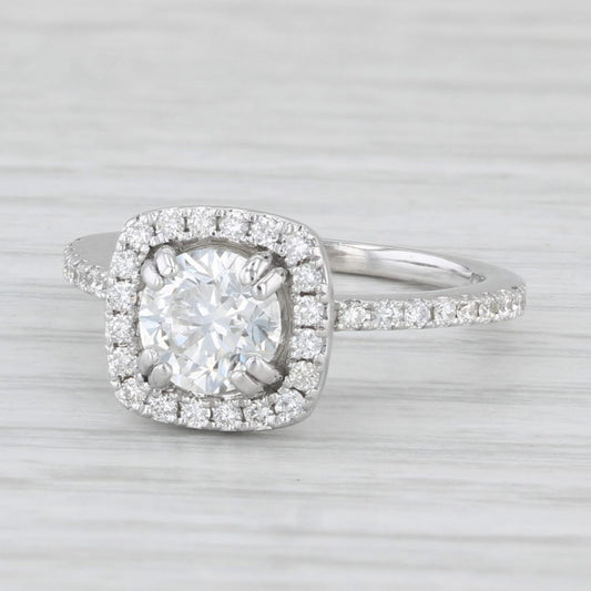 0.90ct Round Brilliant Halo Engagement Ring — GIA Certified, 14k White Gold