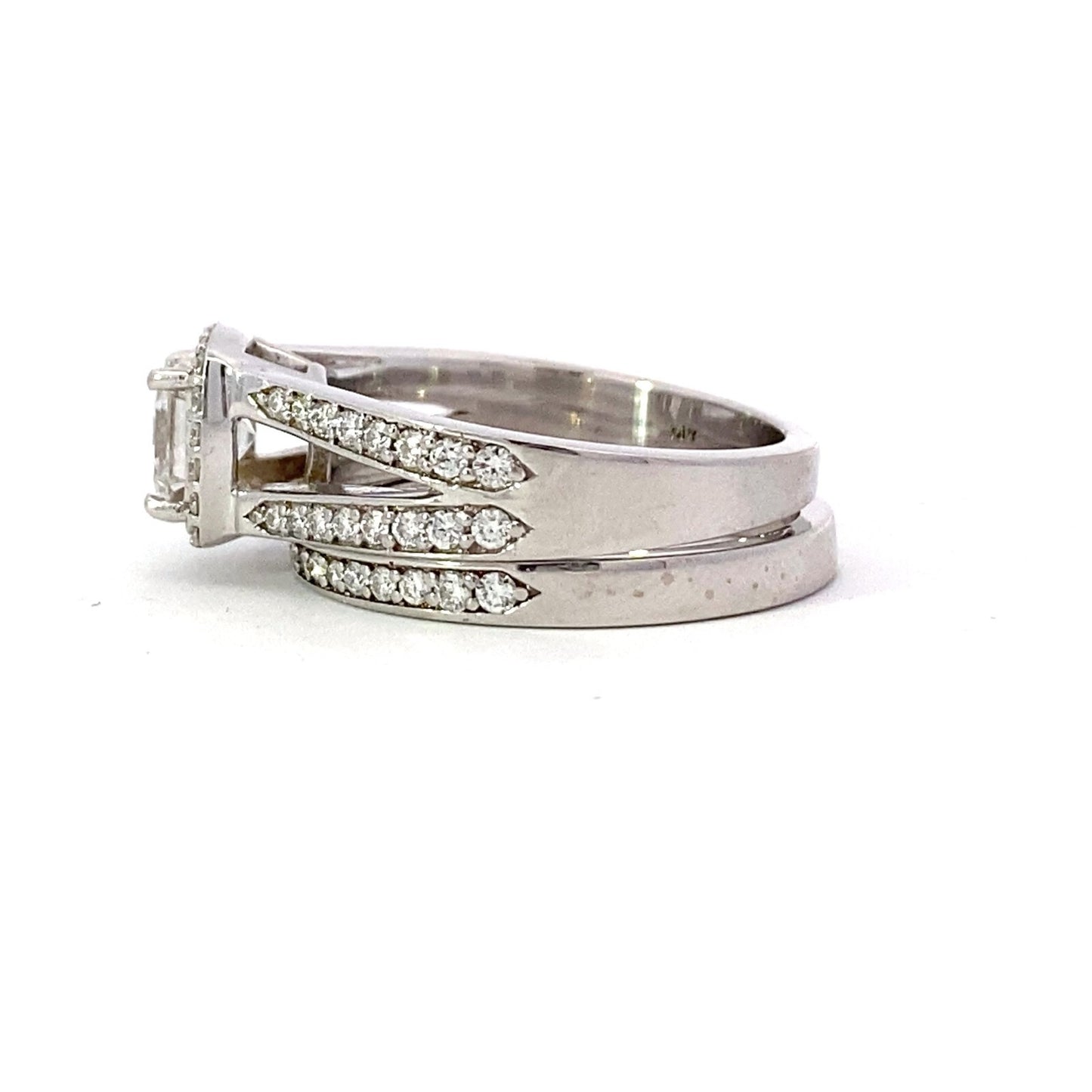 0.90ct Square Emerald Cut Diamond Bridal Set — GIA Certified, 14k White Gold