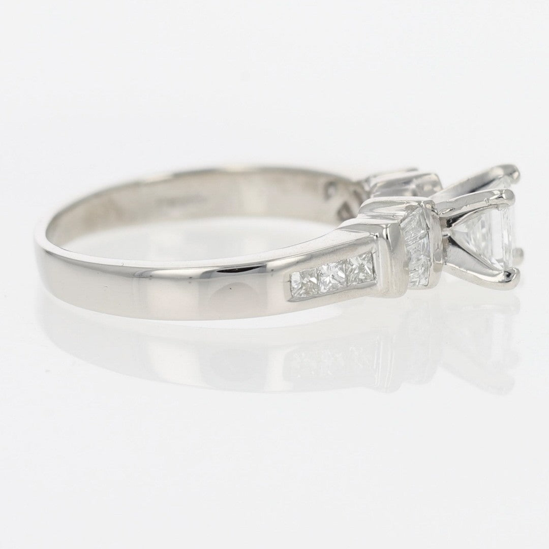 0.46ct Square Modified Brilliant Diamond Solitaire with Accents Ring — GIA Certified, Platinum