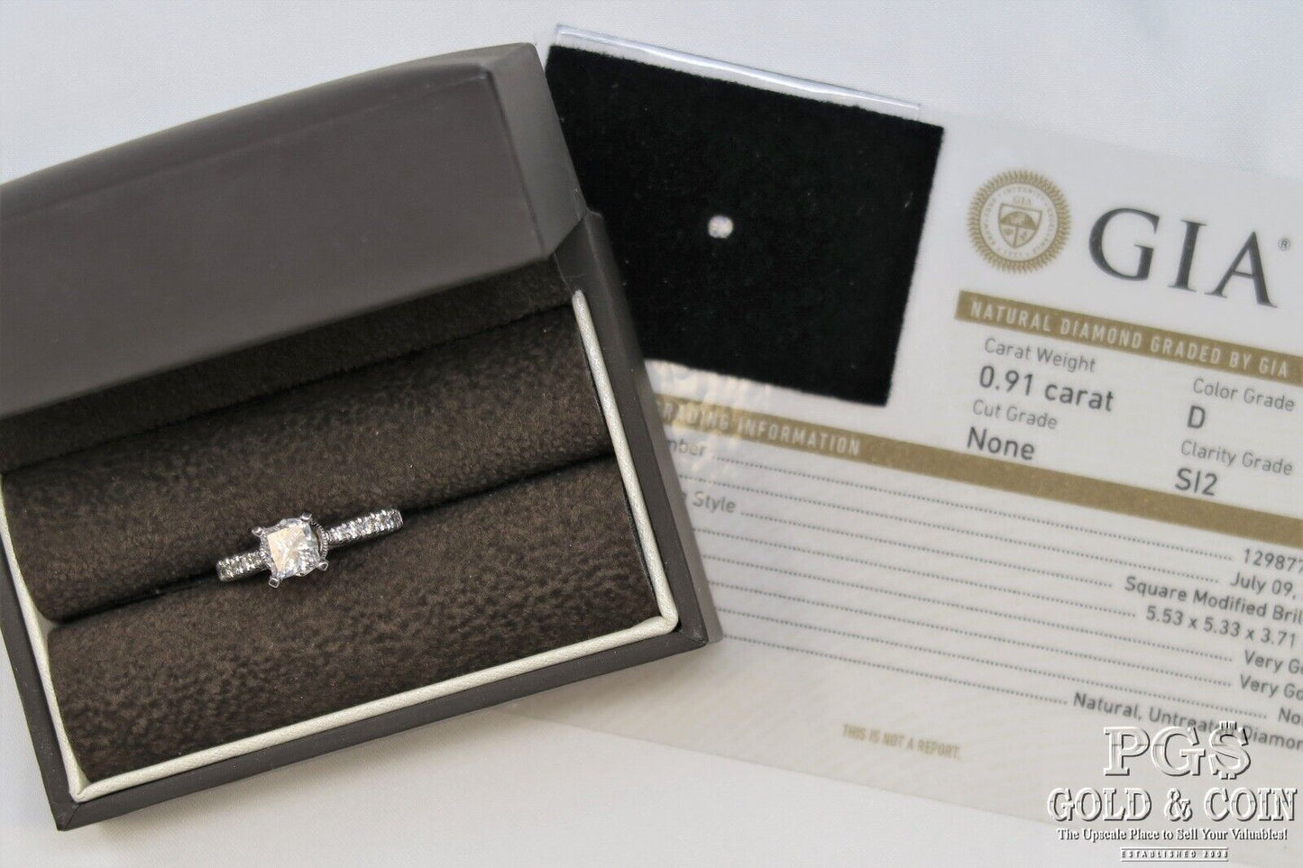 0.91ct Princess Diamond Engagement Ring — GIA Certified, 14k White Gold