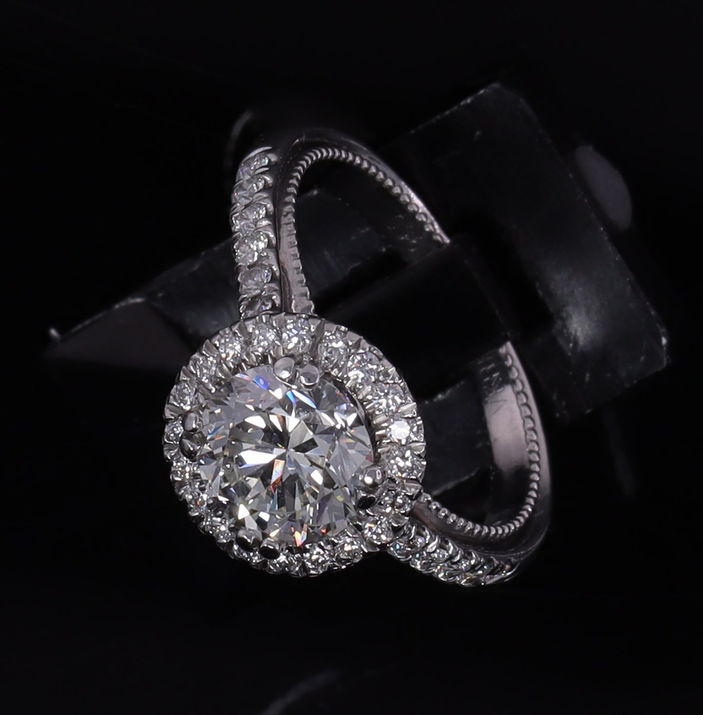 1.58ct Round Brilliant Diamond Halo Engagement Ring — GIA Certified, Platinum