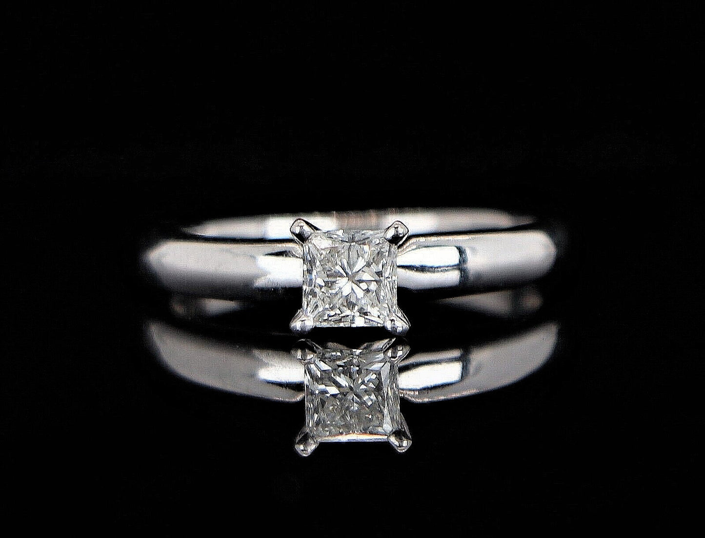 0.41ct Square Modified Brilliant Diamond Solitaire Ring — GIA Certified, 18k White Gold