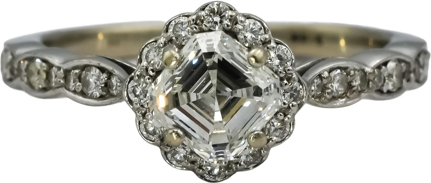 0.90ct Square Emerald Cut Diamond Ring — GIA Certified, 14k White Gold