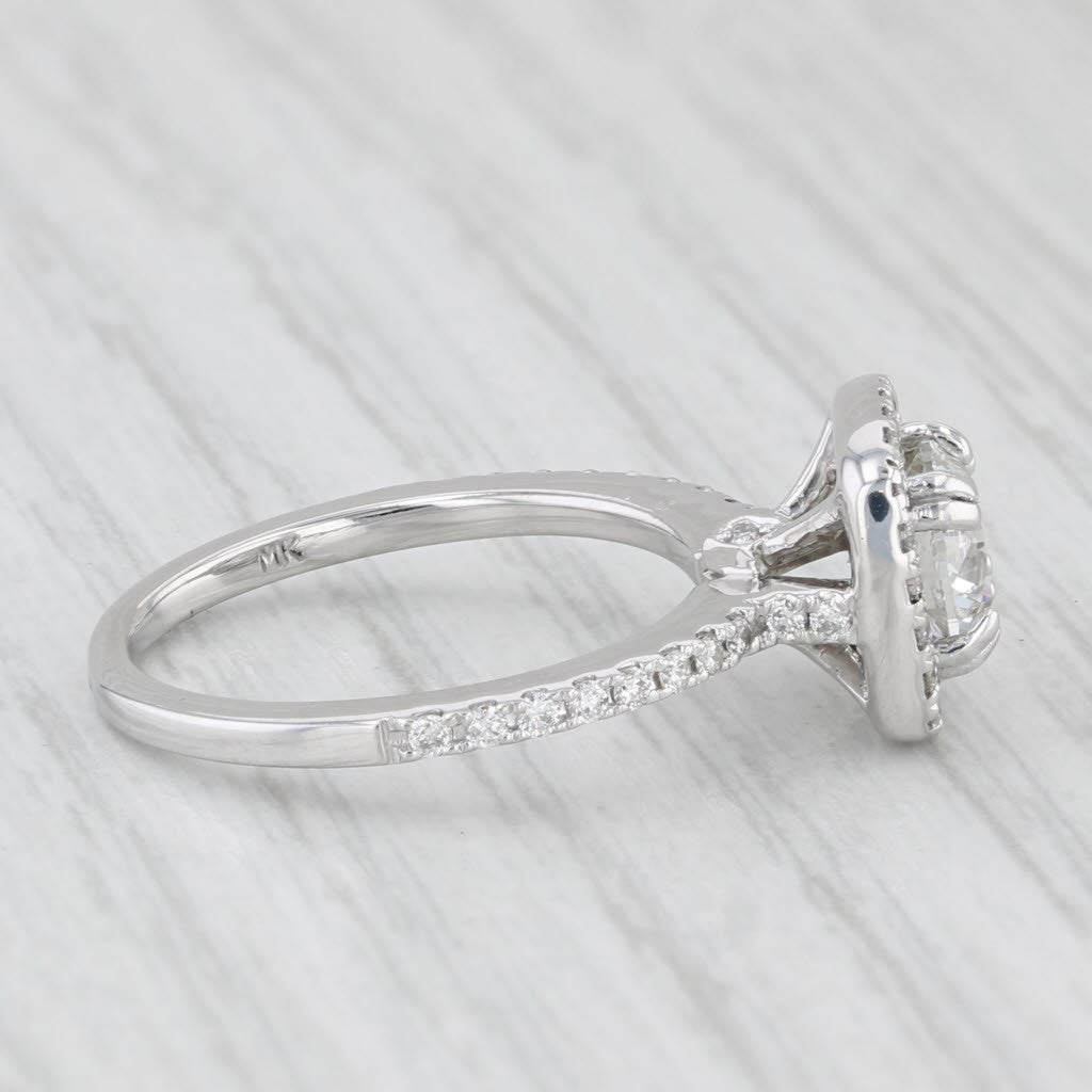 0.90ct Round Brilliant Halo Engagement Ring — GIA Certified, 14k White Gold