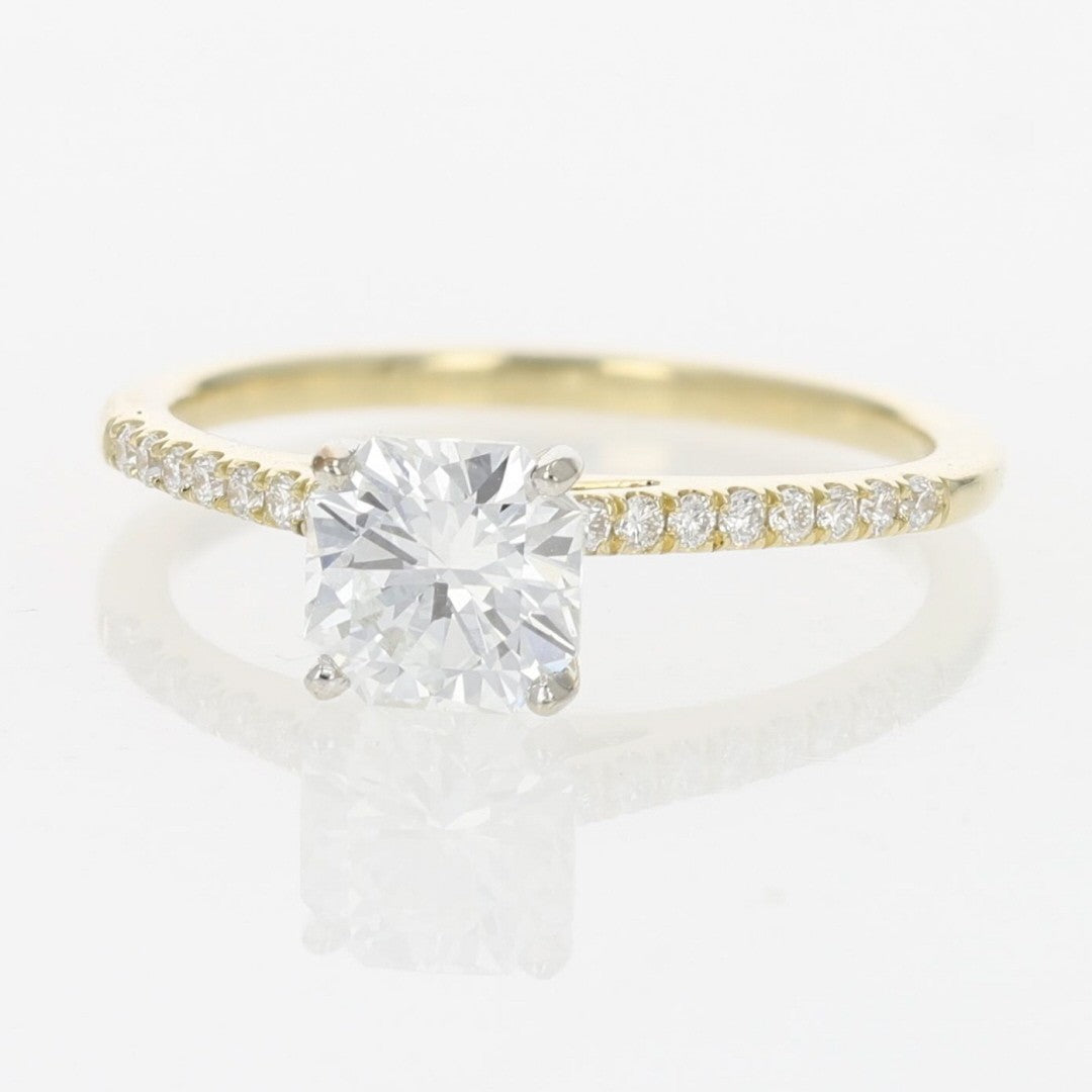 1.03ct Radiant Diamond Solitaire with Accents Ring — GIA Certified, 14k Yellow Gold