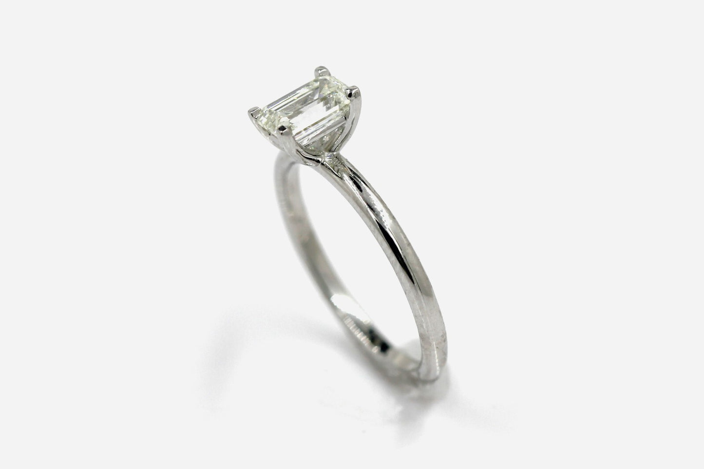 0.90ct Emerald Cut Diamond Engagement Ring — GIA Certified, 14k White Gold