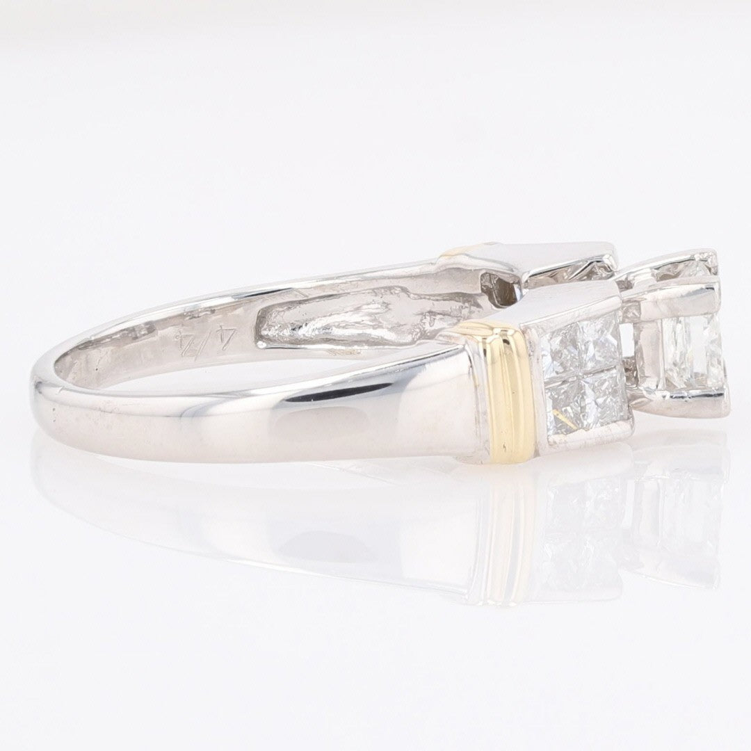 1.01ct Square Modified Brilliant Diamond Solitaire Ring — GIA Certified, 14k Multi-Tone Gold