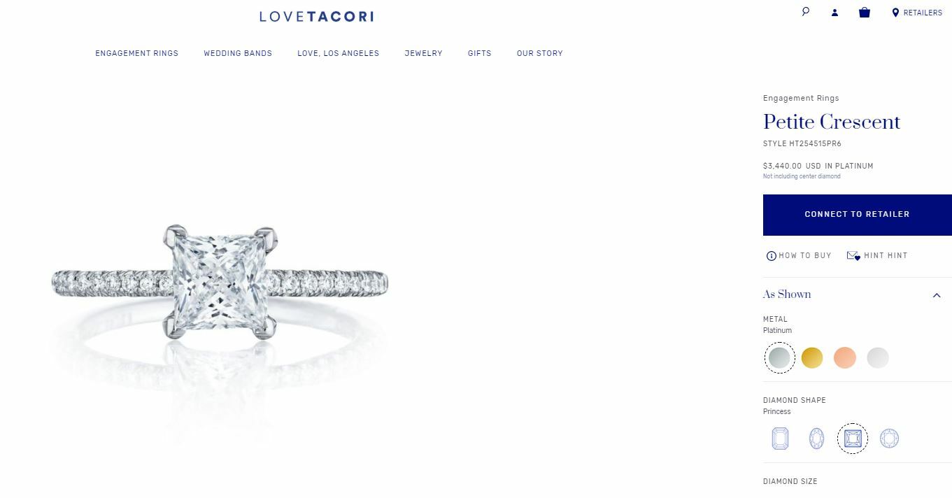 1.08ct Cut-Cornered Square Diamond Tacori Engagement Ring — GIA Certified, Platinum