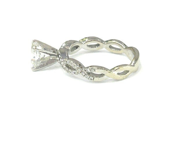 1.01ct Oval Brilliant Diamond Twisted Pave Ring — GIA Certified, 14k White Gold