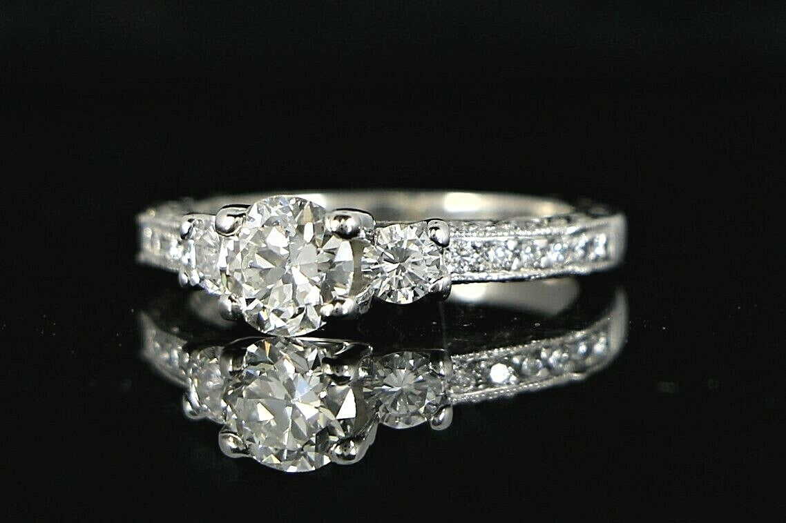 0.76ct Round Brilliant Diamond Three Stone Ring — GIA Certified, Platinum