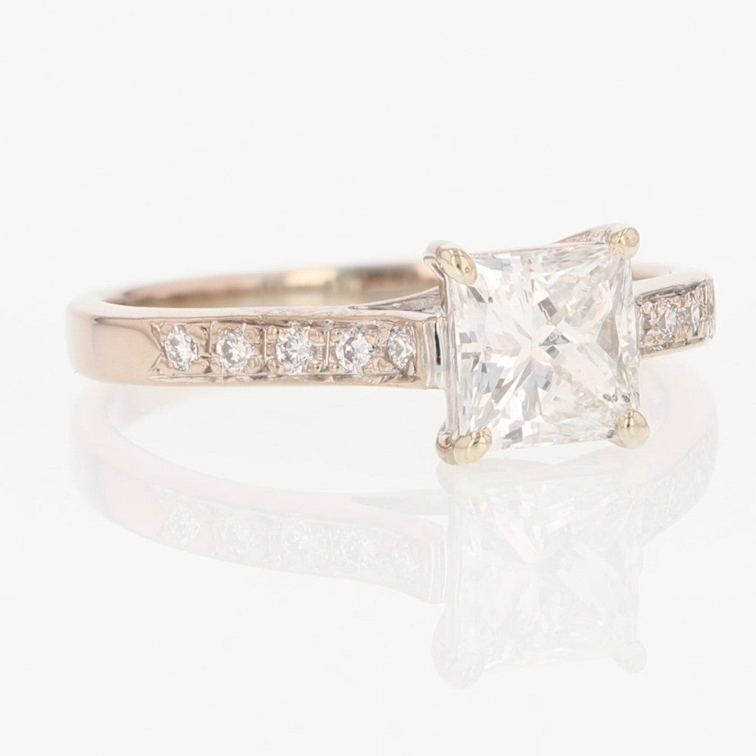 1.05ct Princess Diamond Solitaire with Accents Ring — GIA Certified, 18k White Gold