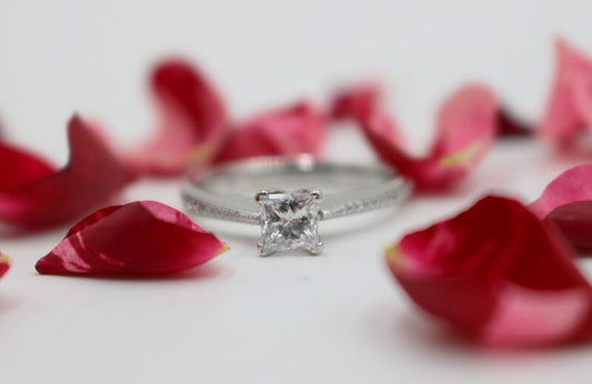 0.50ct Princess Diamond Solitaire Engagement Ring — GIA Certified, 18k White Gold