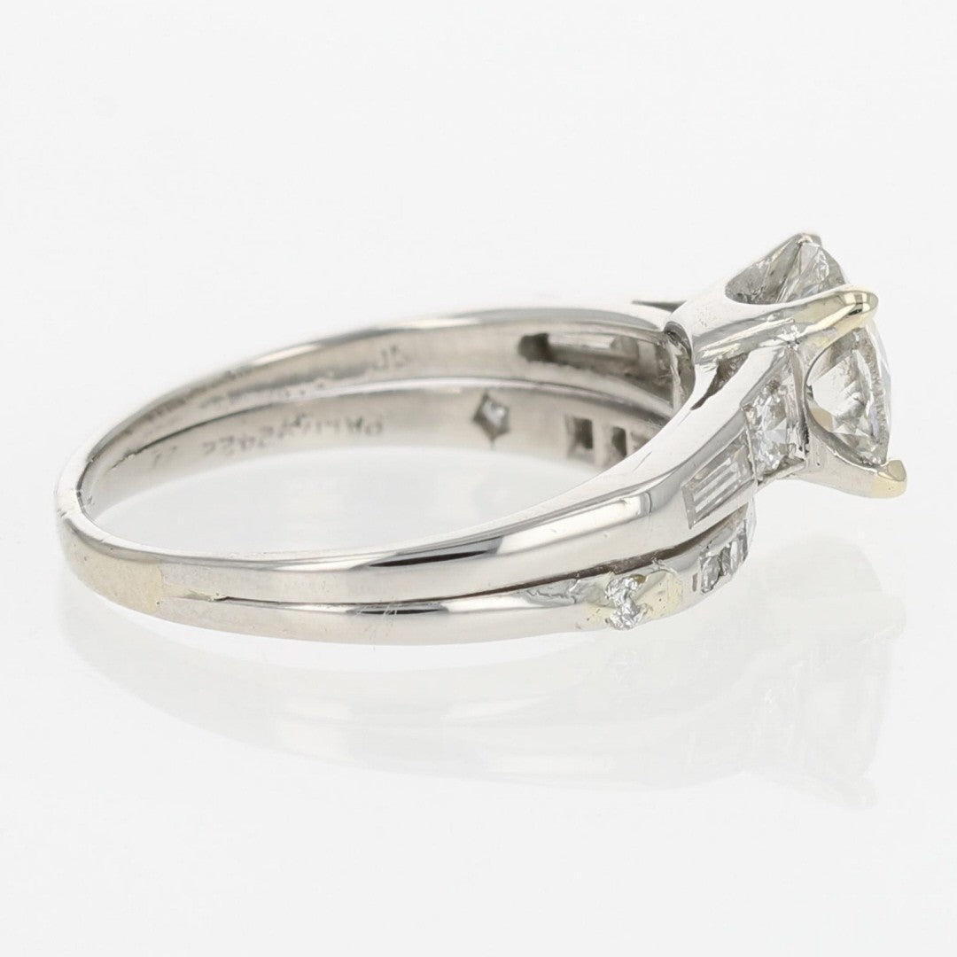 1.04ct Old European Brilliant Diamond Solitaire with Accents Ring — GIA Certified, Platinum