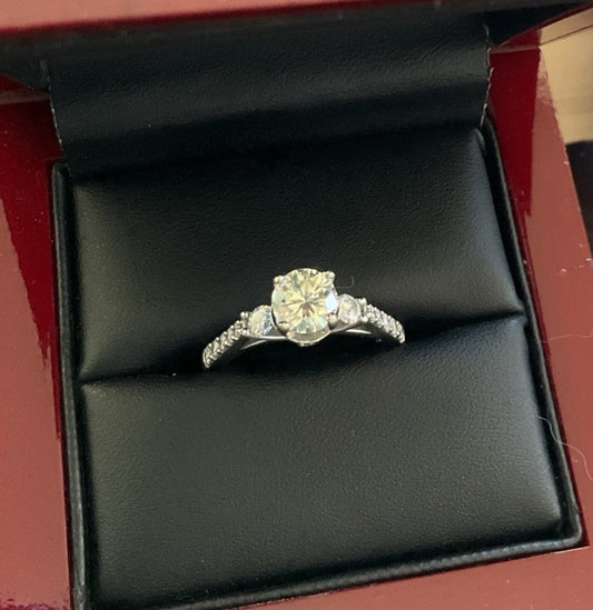 0.83ct Round Brilliant Canary Yellow Diamond Engagement Ring — GIA Certified, 14k White Gold