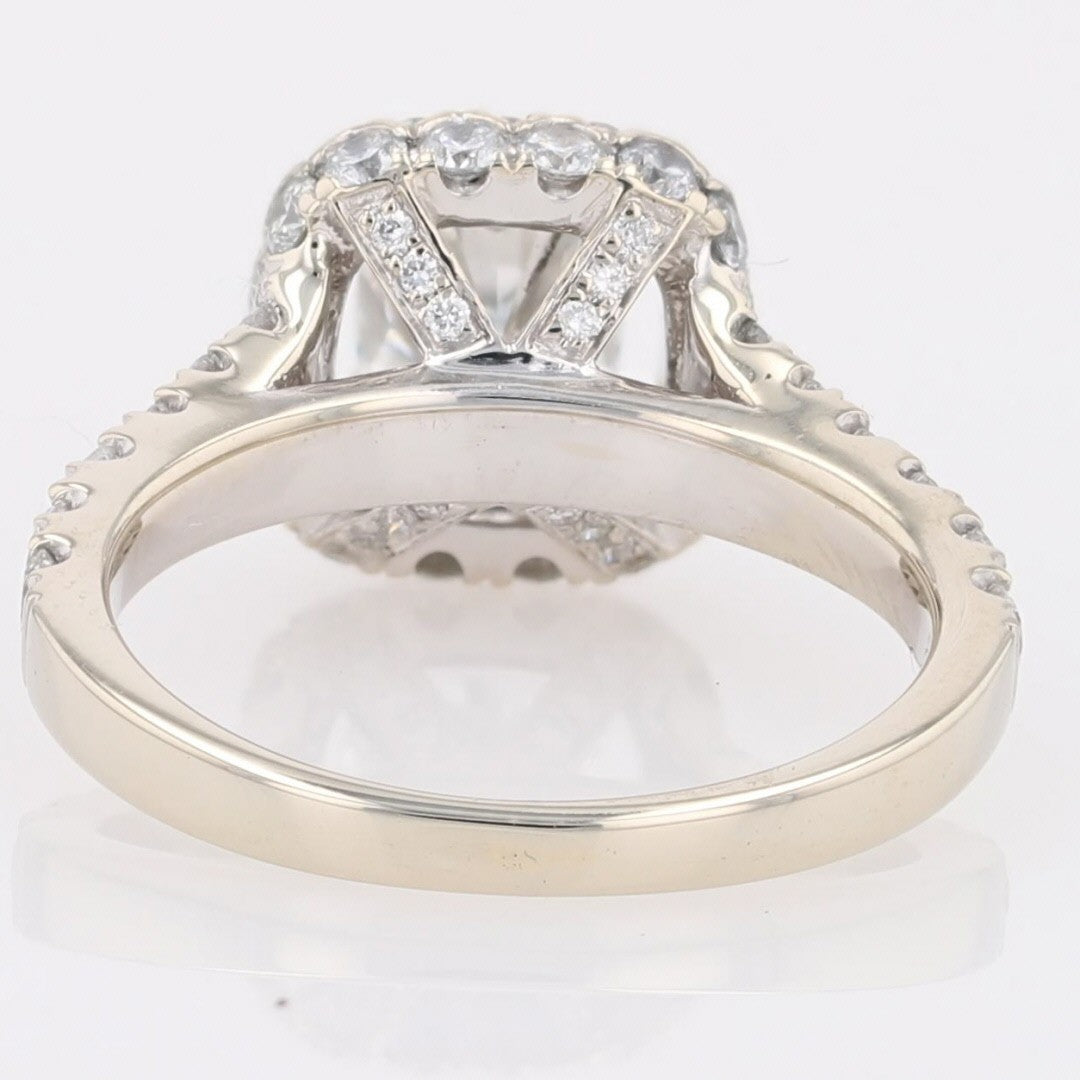 1.02ct Cushion Diamond Halo Engagement Ring — GIA Certified, 14k White Gold