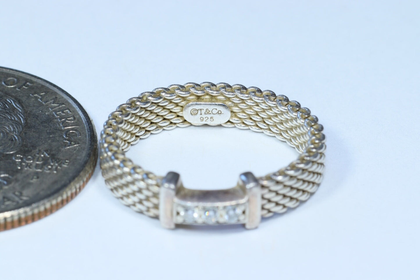 Tiffany & Co. Woven Diamond Ring — Silver — Authentic Pre-Owned