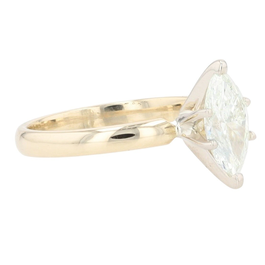 0.90ct Marquise Brilliant Diamond Solitaire Ring — GIA Certified, 14k Yellow Gold