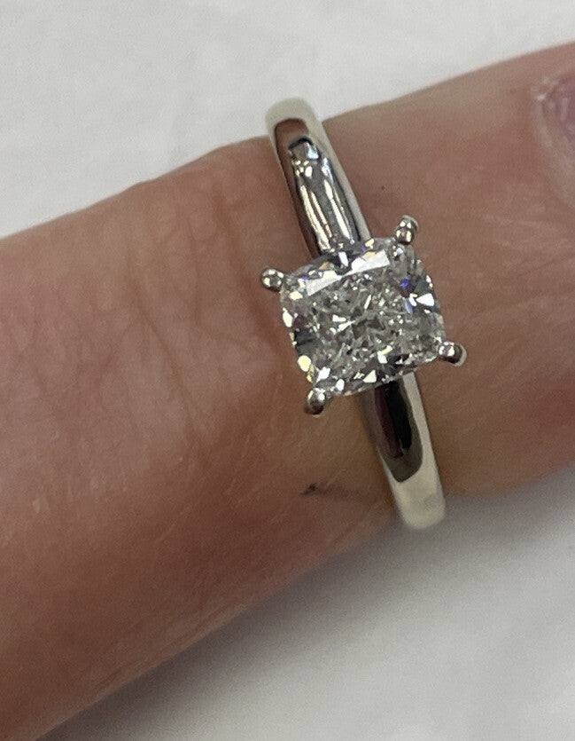 0.91ct Cushion Diamond Ring — GIA Certified, 14k White Gold