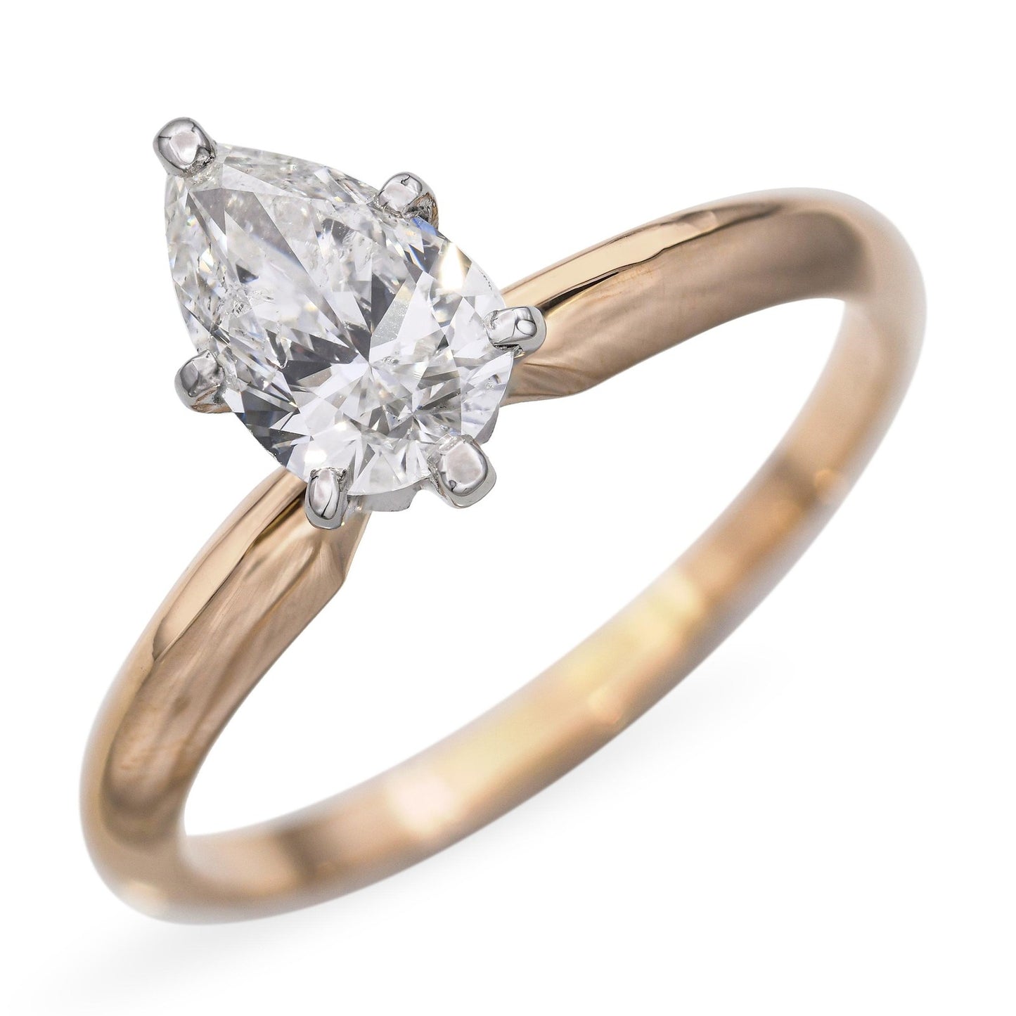 0.76ct Pear Brilliant Diamond Engagement Ring — GIA Certified, 14k Yellow Gold & Platinum