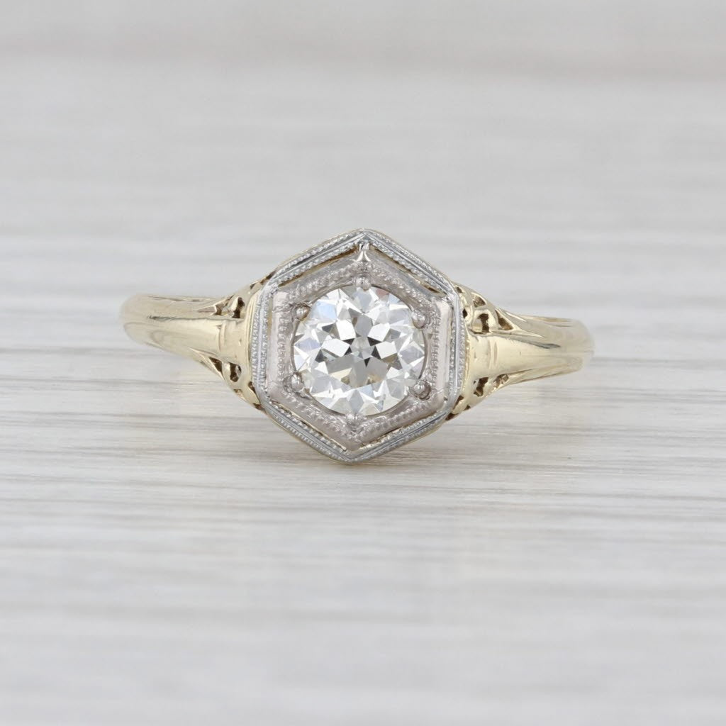 0.54ct Round Brilliant Diamond Solitaire Ring — GIA Certified, 14k Yellow Gold & Palladium