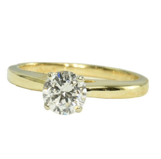 0.77ct Round Brilliant Diamond Vintage Solitaire Ring — GIA Certified, 18k Gold