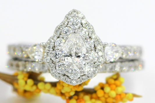 0.30ct Pear Brilliant Diamond Engagement Ring — GIA Certified, 18k White Gold