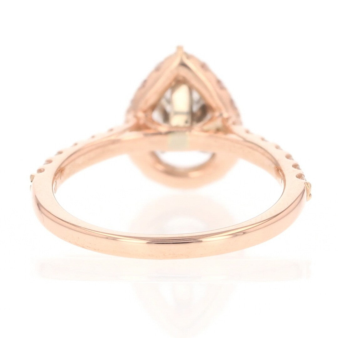 0.55ct Pear Brilliant Diamond Halo Engagement Ring — GIA Certified, 14k Rose Gold