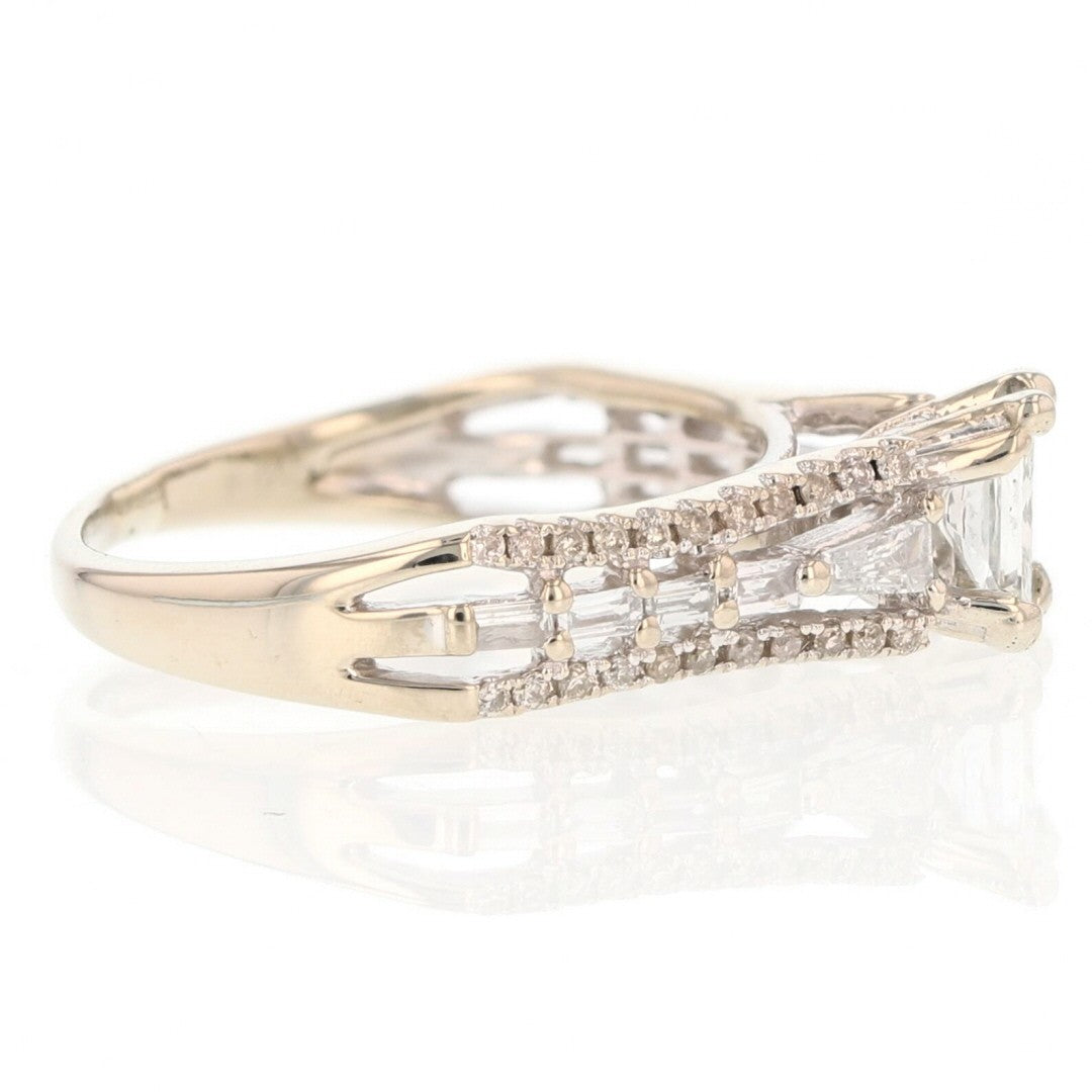 0.50ct Radiant Diamond Solitaire with Accents Ring — GIA Certified, 14k White Gold