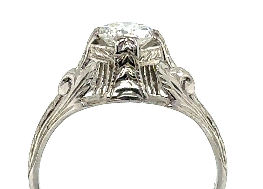 0.58ct Round Brilliant Art Deco Diamond Ring — GIA Certified, Platinum