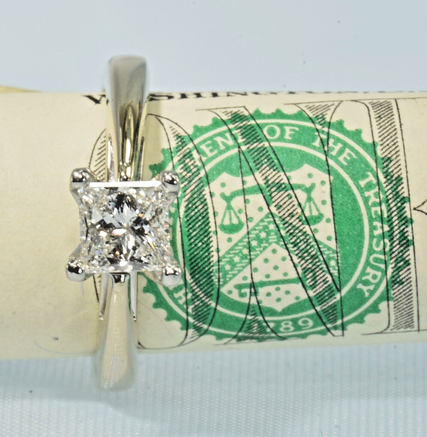 0.60ct Square Modified Brilliant Diamond Solitaire Ring — GIA Certified, Platinum & 18k Gold