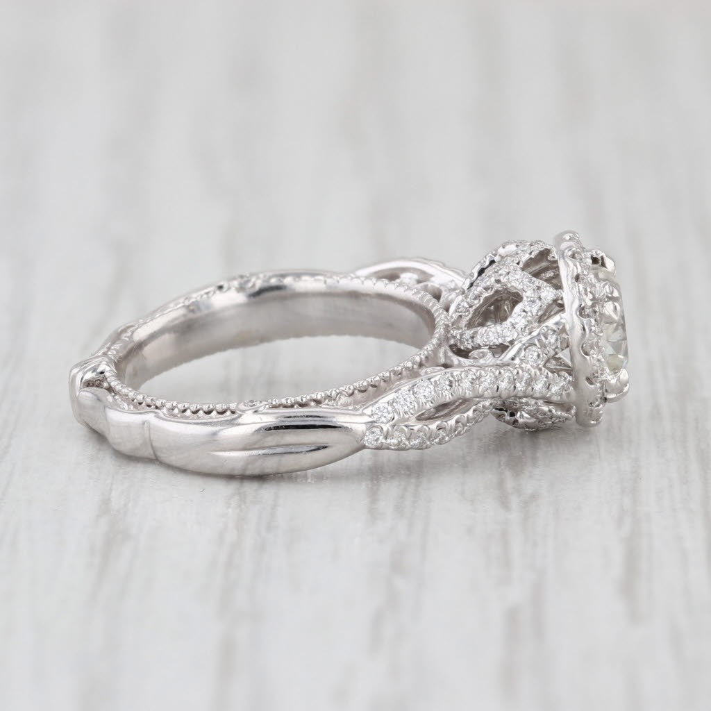 1.00ct Round Brilliant Diamond Halo Engagement Ring — GIA Certified, 14k White Gold