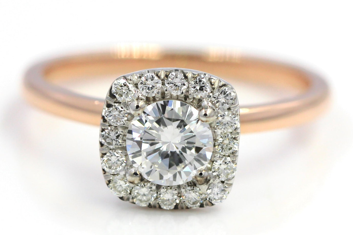 0.45ct Round Brilliant Halo Engagement Ring — GIA Certified, 14k Rose Gold