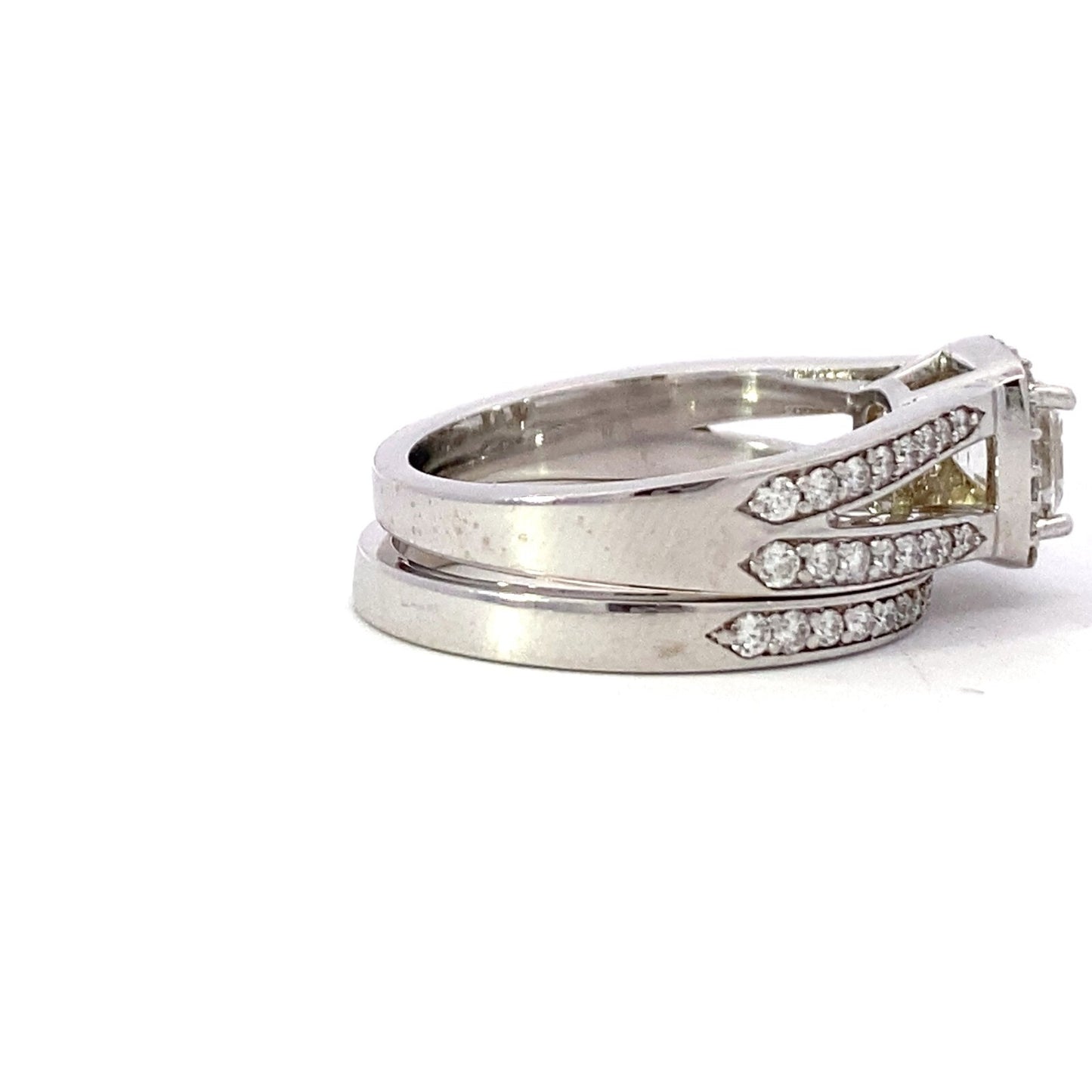 0.90ct Square Emerald Cut Diamond Bridal Set — GIA Certified, 14k White Gold