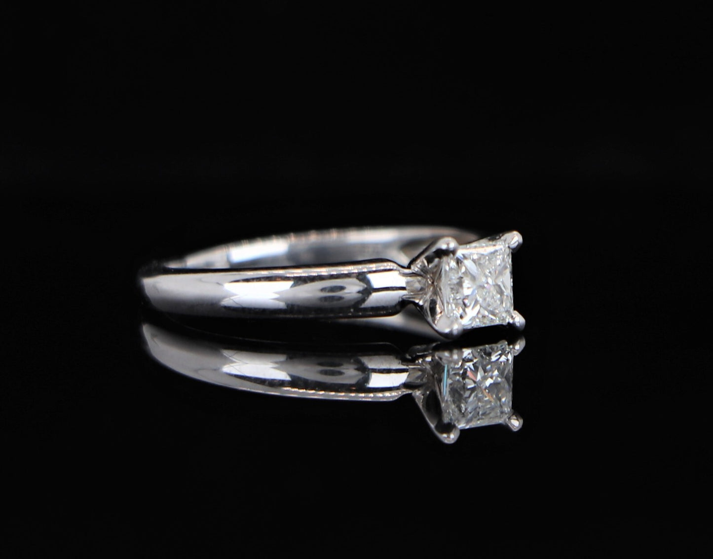 0.41ct Square Modified Brilliant Diamond Solitaire Ring — GIA Certified, 18k White Gold
