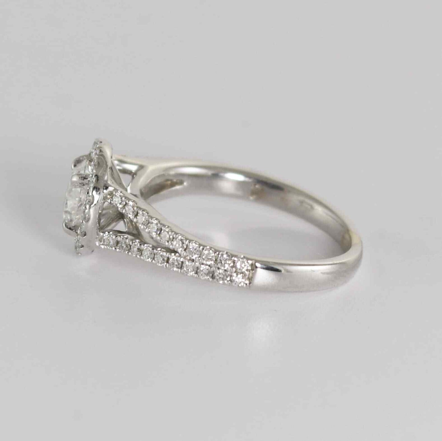 0.67ct Round Brilliant Diamond Halo Ring — GIA Certified, 14k White Gold