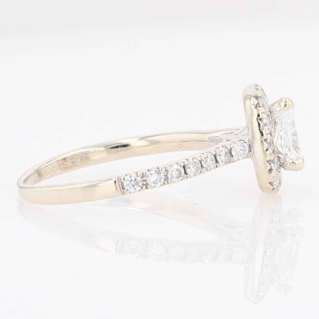 0.70ct Cushion Diamond Halo Engagement Ring — GIA Certified, 14k White Gold