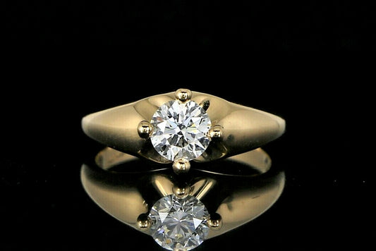 0.58ct Round Brilliant Diamond Engagement Ring — GIA Certified, 18k Yellow Gold