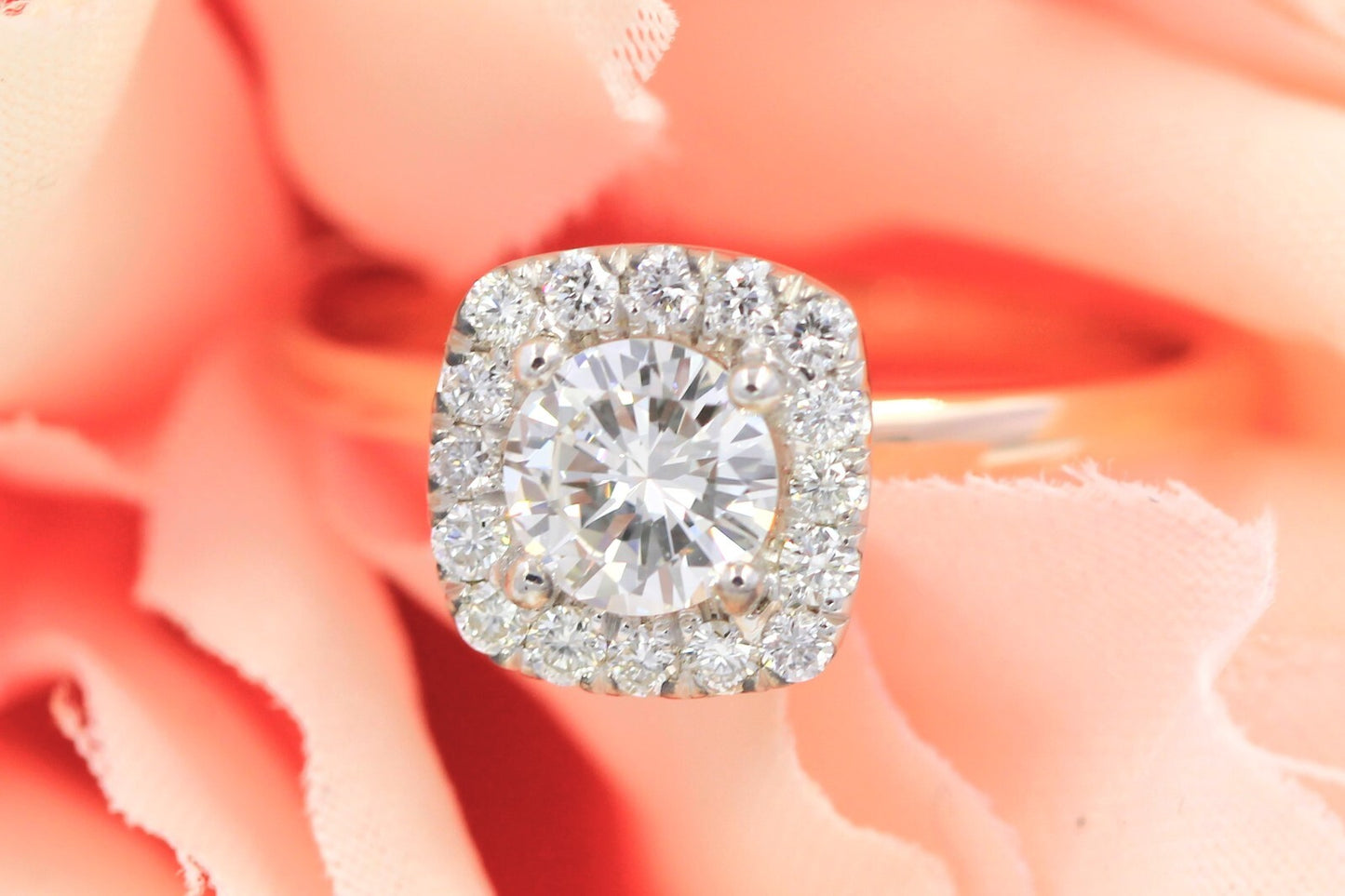 0.45ct Round Brilliant Halo Engagement Ring — GIA Certified, 14k Rose Gold