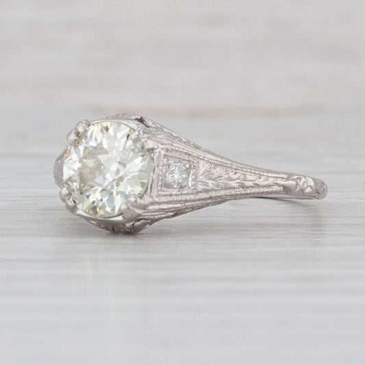 1.22ct Old European Brilliant Diamond Engagement Ring — GIA Certified, 18k White Gold & Platinum