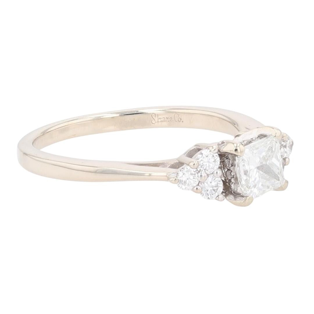 0.57ct Princess Diamond Solitaire with Accents Ring — GIA Certified, 14k White Gold